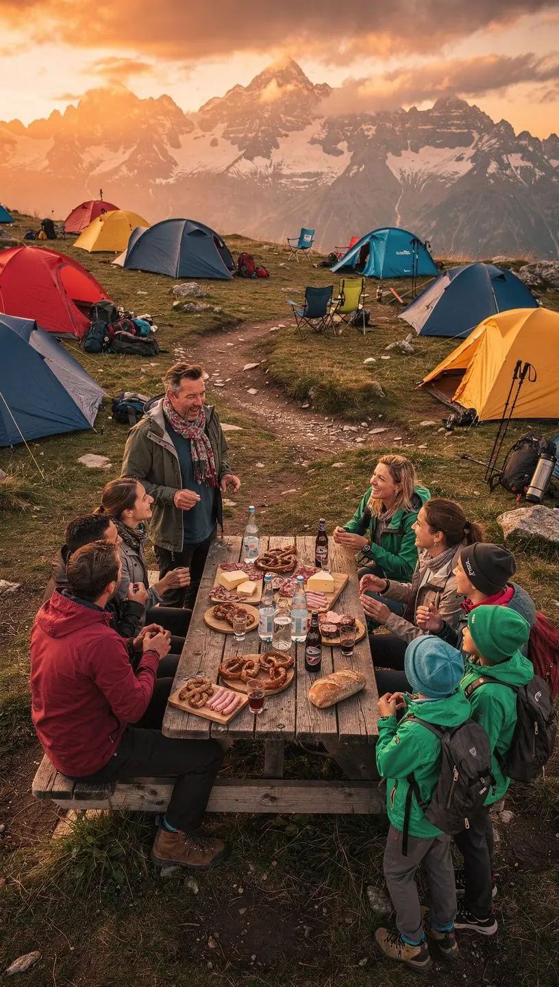 Ein idyllischer Bergsee, umgeben von majestätischen Bergen.