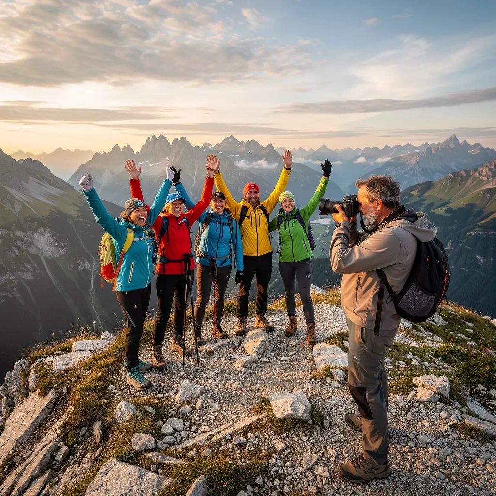 Ein erfahrener Guide zeigt Wanderern interessante Informationen über die Region.